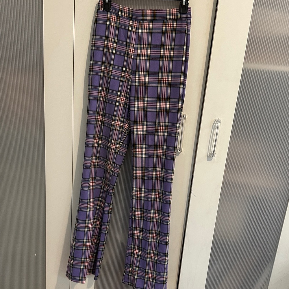 MAJORELLE Purple Checkered Suit pants